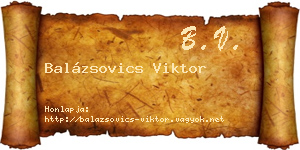 Balázsovics Viktor névjegykártya